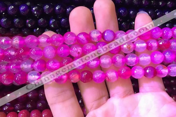 CAA3333 15 inches 8mm faceted round agate beads wholesale