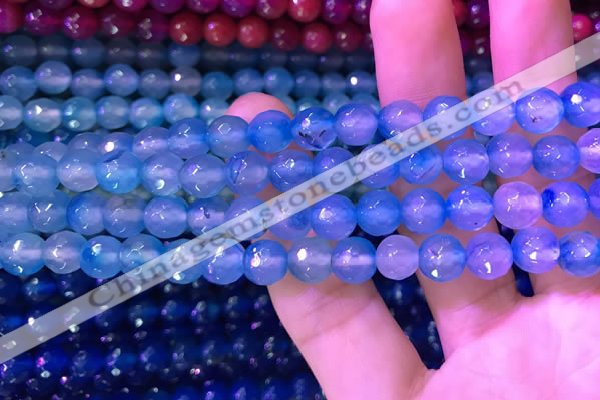 CAA3335 15 inches 8mm faceted round agate beads wholesale