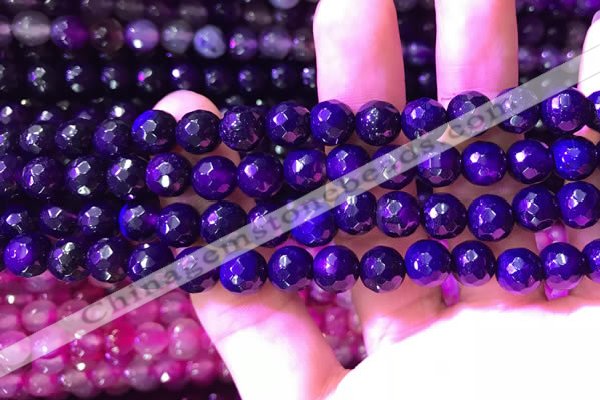 CAA3337 15 inches 8mm faceted round agate beads wholesale