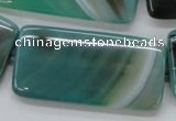 CAA334 15.5 inches 25*50mm rectangle green line agate beads