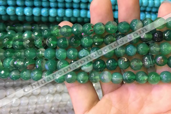 CAA3341 15 inches 8mm faceted round agate beads wholesale