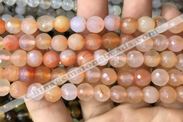 CAA3344 15 inches 8mm faceted round agate beads wholesale