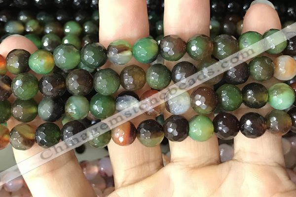 CAA3346 15 inches 8mm faceted round agate beads wholesale