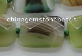 CAA336 15.5 inches 22*30mm faceted rectangle green line agate beads