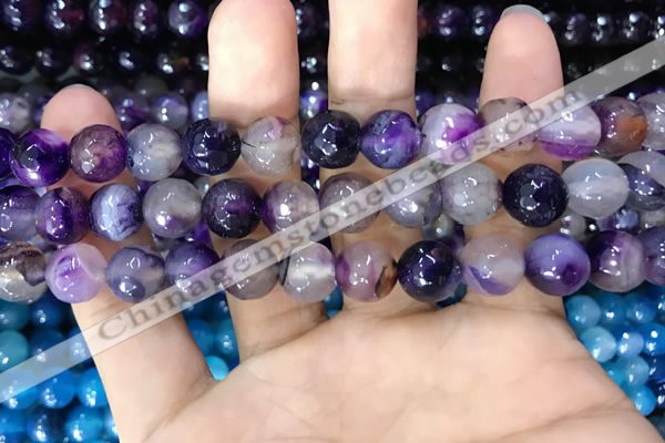 CAA3366 15 inches 10mm faceted round agate beads wholesale