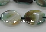 CAA337 15.5 inches 18*25mm faceted oval green line agate beads