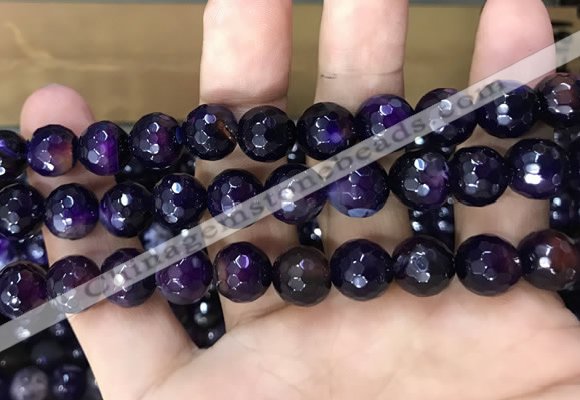 CAA3379 15 inches 10mm faceted round agate beads wholesale