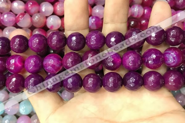 CAA3401 15 inches 12mm faceted round agate beads wholesale