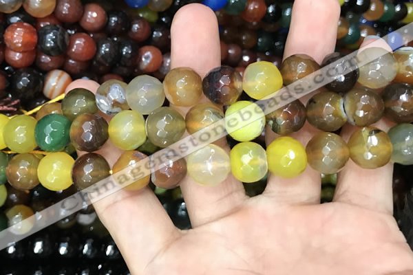 CAA3404 15 inches 12mm faceted round agate beads wholesale