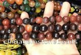 CAA3410 15 inches 12mm faceted round agate beads wholesale