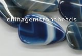 CAA342 15.5 inches 22*30mm flat teardrop blue line agate beads