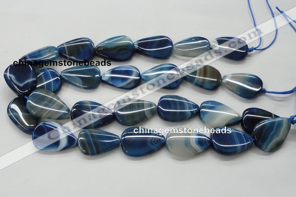 CAA342 15.5 inches 22*30mm flat teardrop blue line agate beads