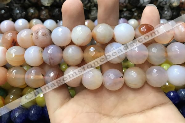 CAA3421 15 inches 14mm faceted round agate beads wholesale