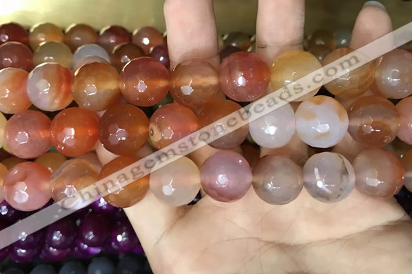 CAA3422 15 inches 14mm faceted round agate beads wholesale