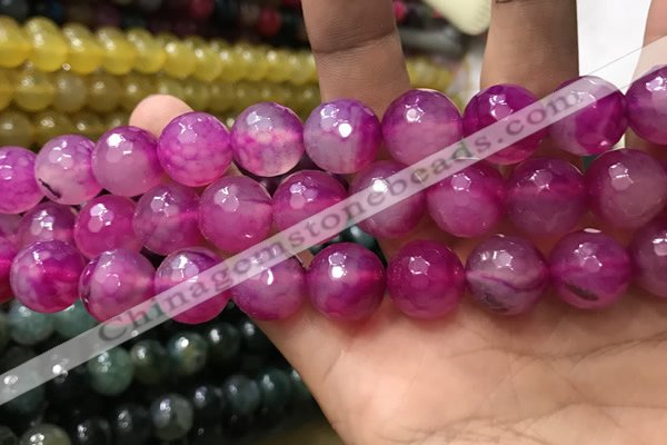 CAA3425 15 inches 14mm faceted round agate beads wholesale