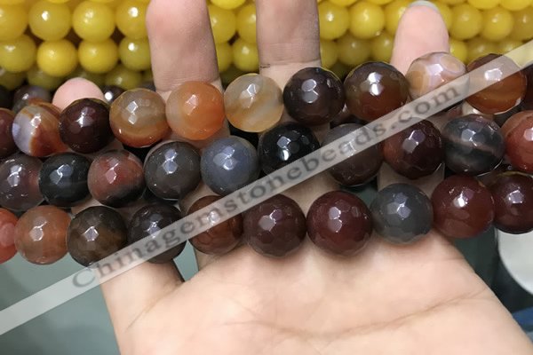 CAA3427 15 inches 14mm faceted round agate beads wholesale