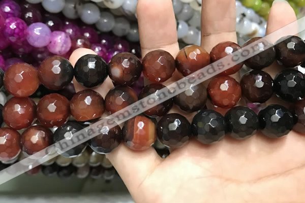 CAA3428 15 inches 14mm faceted round agate beads wholesale