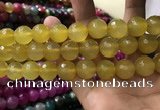 CAA3429 15 inches 14mm faceted round agate beads wholesale