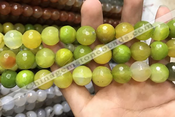 CAA3430 15 inches 14mm faceted round agate beads wholesale