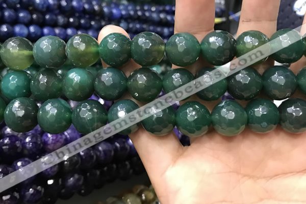 CAA3431 15 inches 14mm faceted round agate beads wholesale