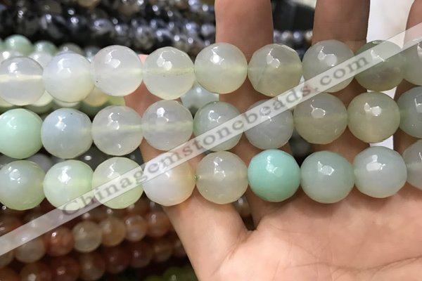 CAA3433 15 inches 14mm faceted round agate beads wholesale
