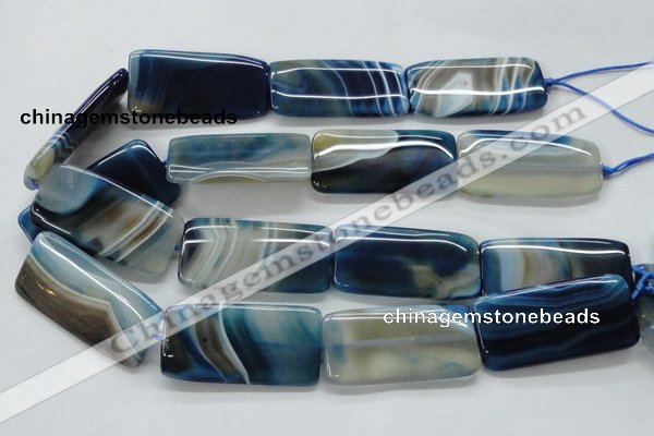 CAA344 15.5 inches 25*50mm rectangle blue line agate beads