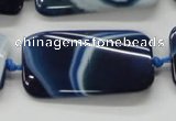 CAA345 15.5 inches 20*45mm twisted rectangle blue line agate beads