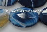 CAA350 15.5 inches 18*25mm faceted oval blue line agate beads