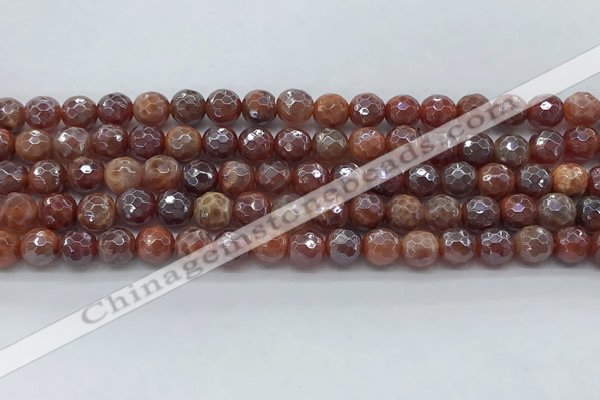 CAA3509 15.5 inches 6mm faceted round AB-color fire agate beads