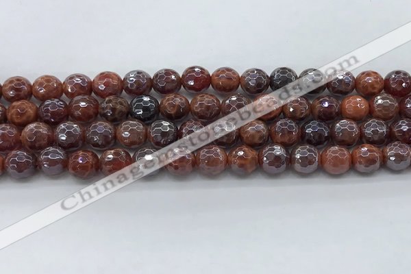 CAA3510 15.5 inches 8mm faceted round AB-color fire agate beads