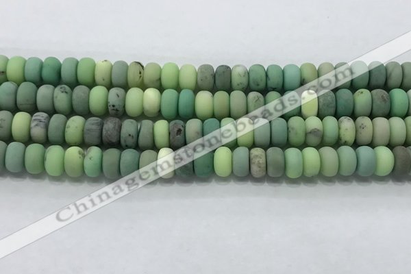 CAA3523 15.5 inches 5*8mm rondelle matte grass agate beads wholesale
