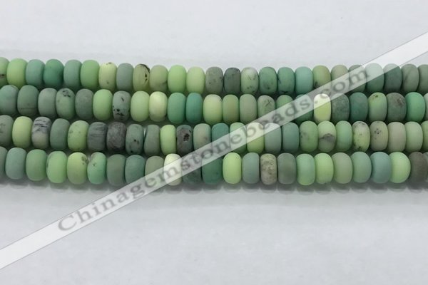 CAA3523 15.5 inches 5*8mm rondelle matte grass agate beads wholesale