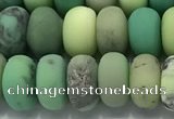 CAA3524 15.5 inches 6*10mm rondelle matte grass agate beads wholesale