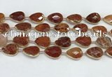 CAA3528 7.5 inches 13*18mm faceted flat teardrop fire agate beads