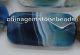 CAA354 15.5 inches 26*48mm faceted rectangle blue line agate beads