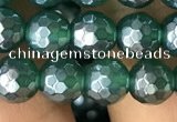 CAA3543 15.5 inches 6mm faceted round AB-color green agate beads