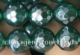 CAA3544 15.5 inches 8mm faceted round AB-color green agate beads