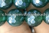 CAA3545 15.5 inches 10mm faceted round AB-color green agate beads