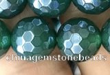 CAA3546 15.5 inches 12mm faceted round AB-color green agate beads