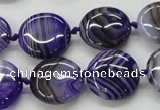 CAA355 15.5 inches 18mm flat round violet line agate gemstone beads