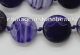 CAA356 15.5 inches 18mm faceted coin violet line agate beads