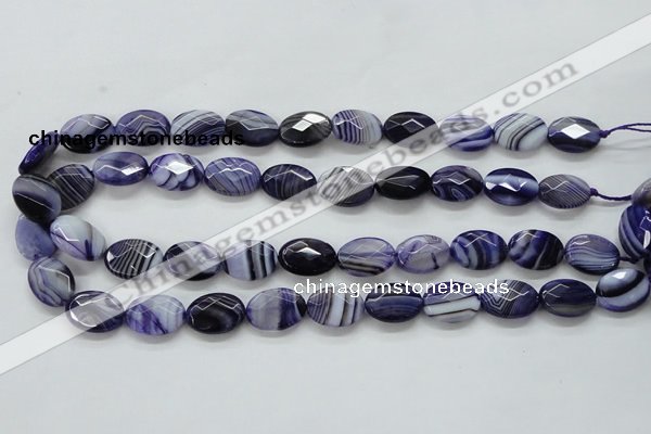 CAA357 15.5 inches 13*18mm faceted oval violet line agate beads