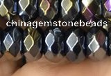 CAA3573 15.5 inches 5*8mm faceted rondelle AB-color black agate beads