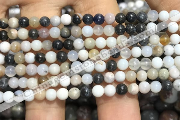 CAA3575 15.5 inches 4mm round parral dendrite agate beads