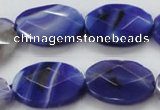 CAA358 15.5 inches 18*25mm faceted oval violet line agate beads