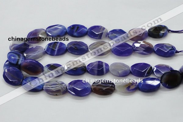 CAA358 15.5 inches 18*25mm faceted oval violet line agate beads