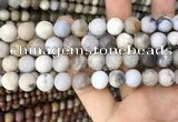 CAA3589 15.5 inches 10mm round matte ocean fossil agate beads