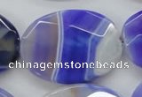 CAA359 15.5 inches 30*40mm faceted oval violet line agate beads