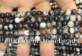 CAA3591 15.5 inches 4mm round black zebra agate beads wholesale