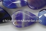 CAA361 15.5 inches 22*30mm faceted teardrop violet line agate beads